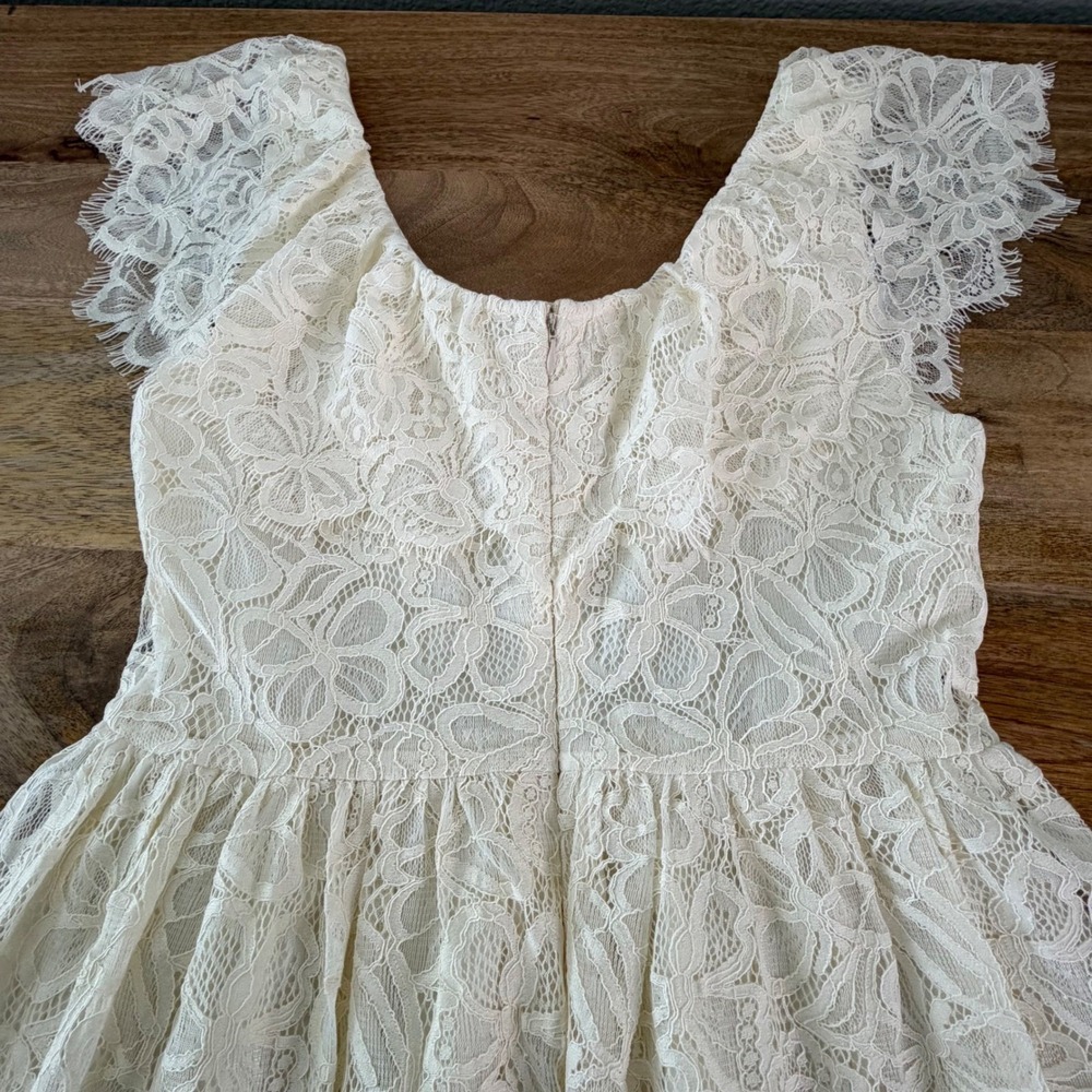 Valentino Ivory Floral Lace Tiered Mini Dress US 4 Coquette Romantic Luxury - Picture 5 of 15